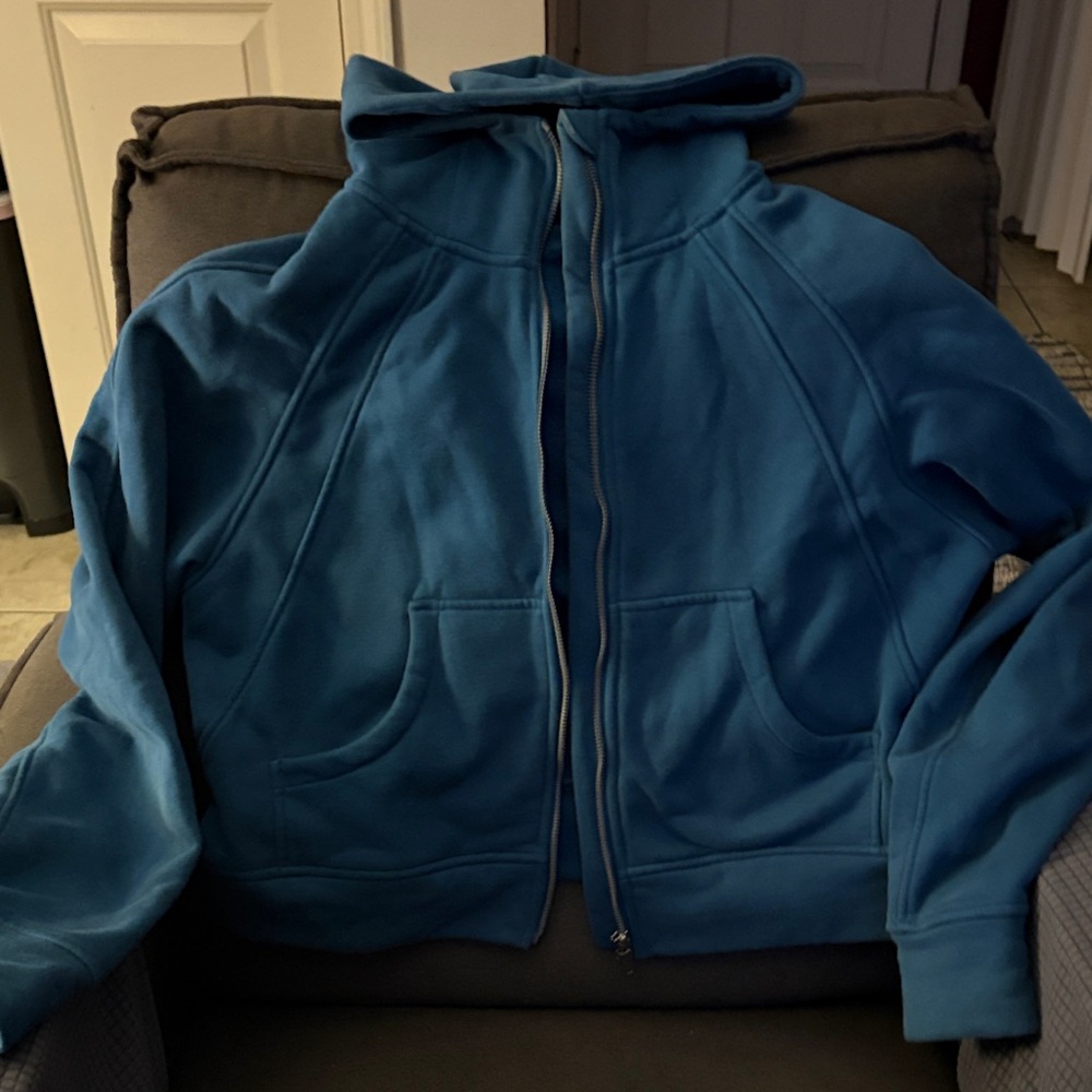 Blue Crop Zip-Up Hoodie